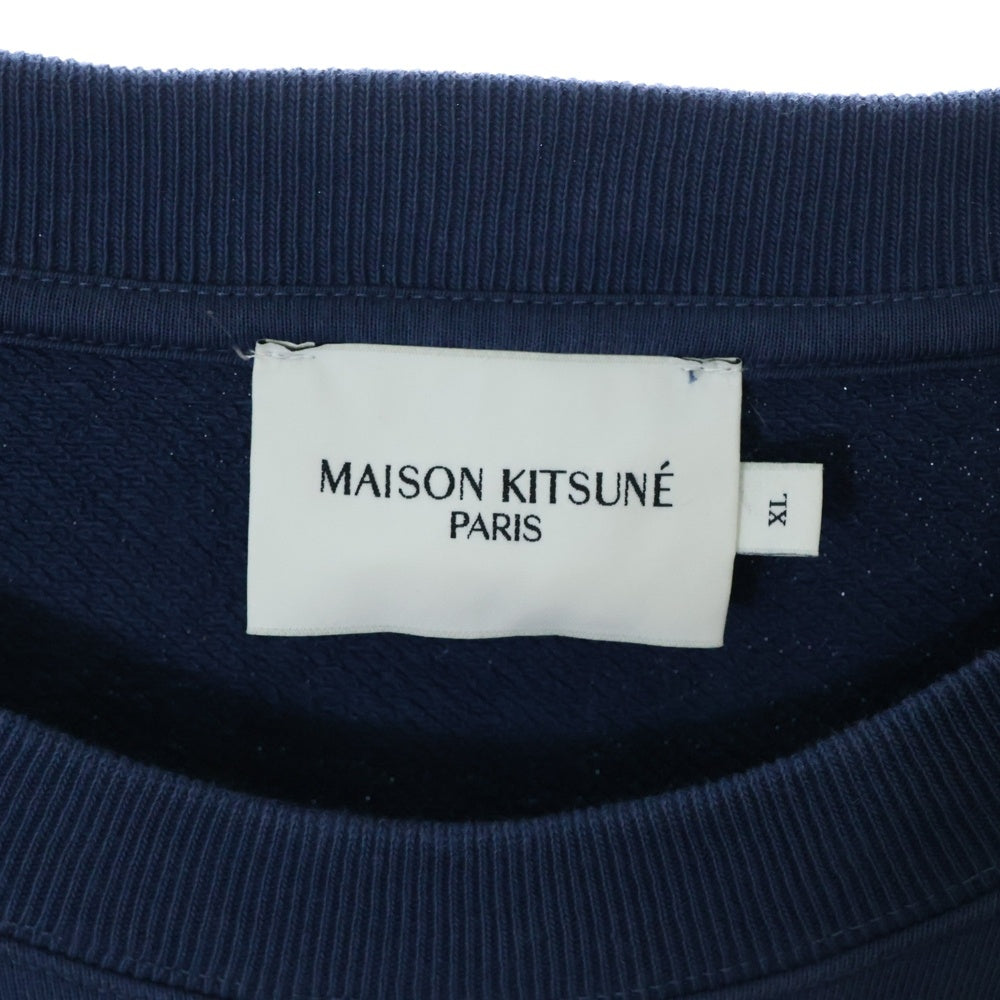 MAISON KITSUNE(メゾンキツネ) DRESSED FOX PRINT CLEAN SWEATSHIRT JM00331KM0001 キツネプリント クルーネック 長袖スウェットトレーナー ネイビー