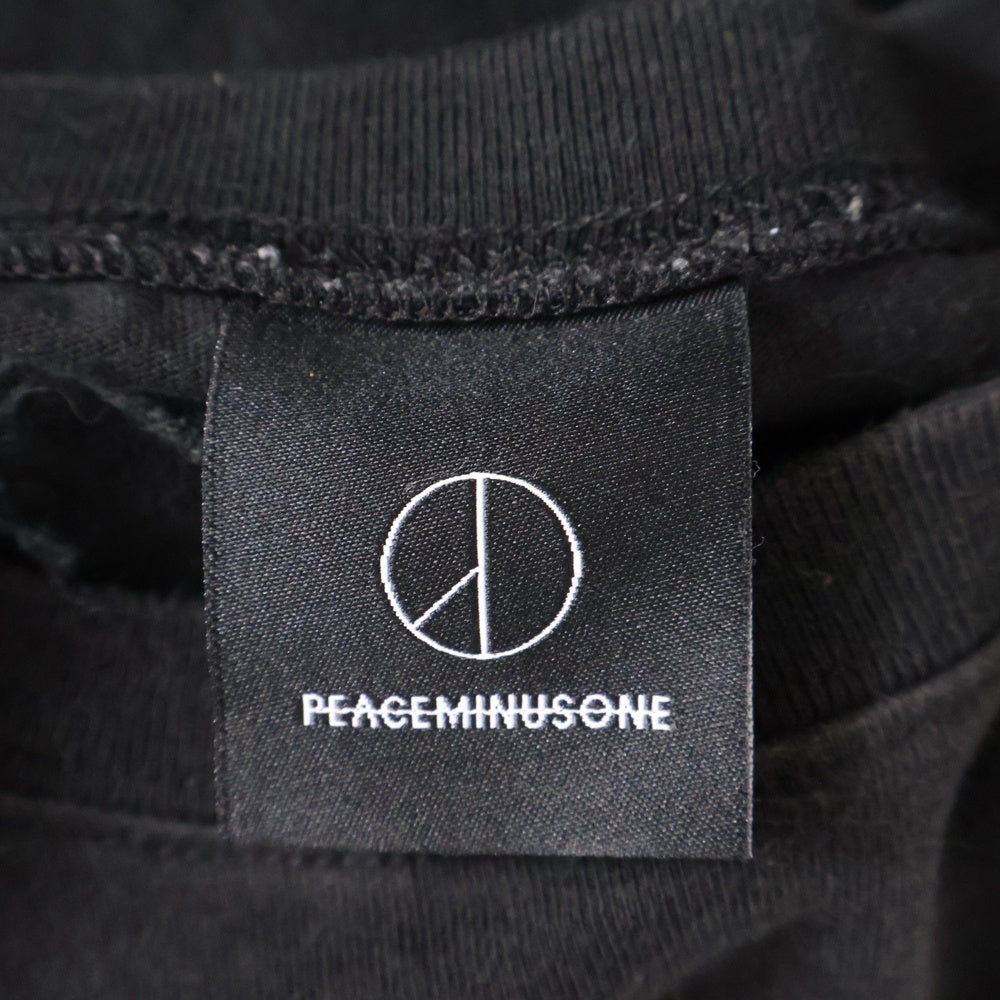 peaceminusone(ピースマイナスワン) アームロゴ クルーネック長袖Tシャツ カットソー ブラック