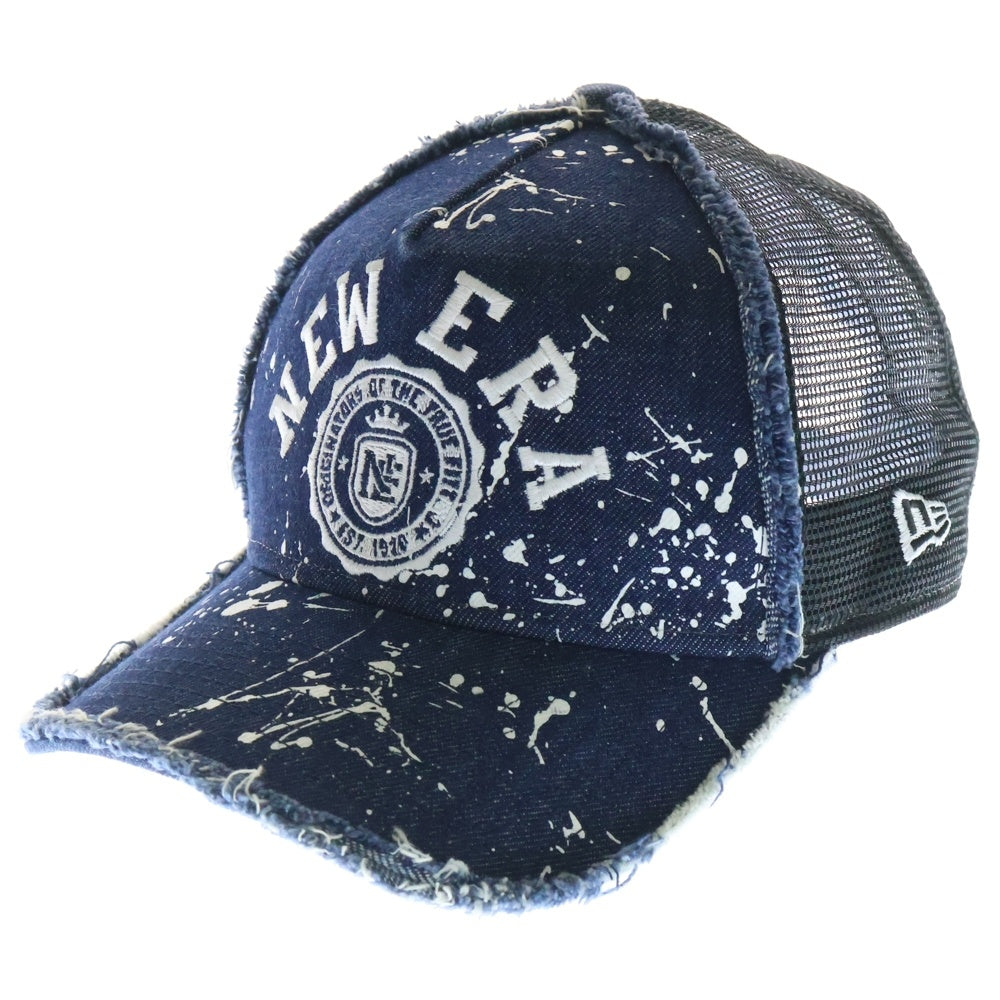 NEW ERA(ニューエラ) DENIM PAINT MESH CAP ダメージ加工 ペイントデニム ロゴ刺繍キャップ インディゴ