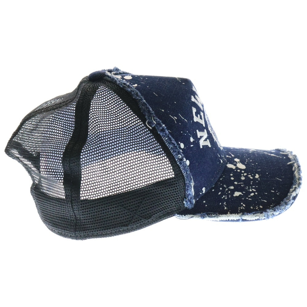 NEW ERA(ニューエラ) DENIM PAINT MESH CAP ダメージ加工 ペイントデニム ロゴ刺繍キャップ インディゴ