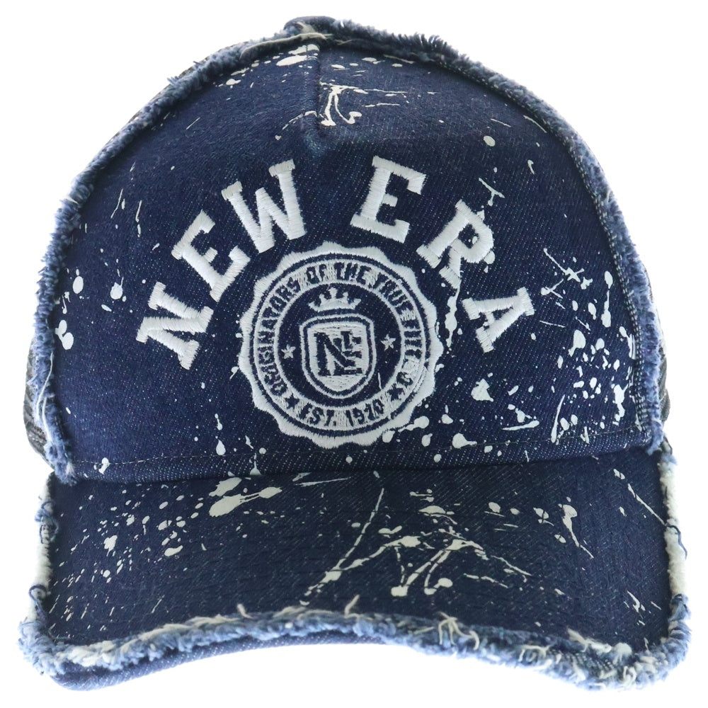 NEW ERA(ニューエラ) DENIM PAINT MESH CAP ダメージ加工 ペイントデニム ロゴ刺繍キャップ インディゴ