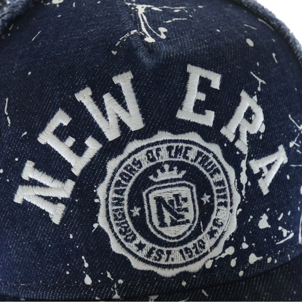 NEW ERA(ニューエラ) DENIM PAINT MESH CAP ダメージ加工 ペイントデニム ロゴ刺繍キャップ インディゴ
