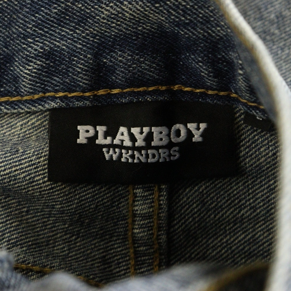 WKNDRS(ウィークエンダーズ) ×PLAYBOY PATCH BAGGY JEANS ×プレイボーイ パッチワーク バギーデニムパンツ ブルー