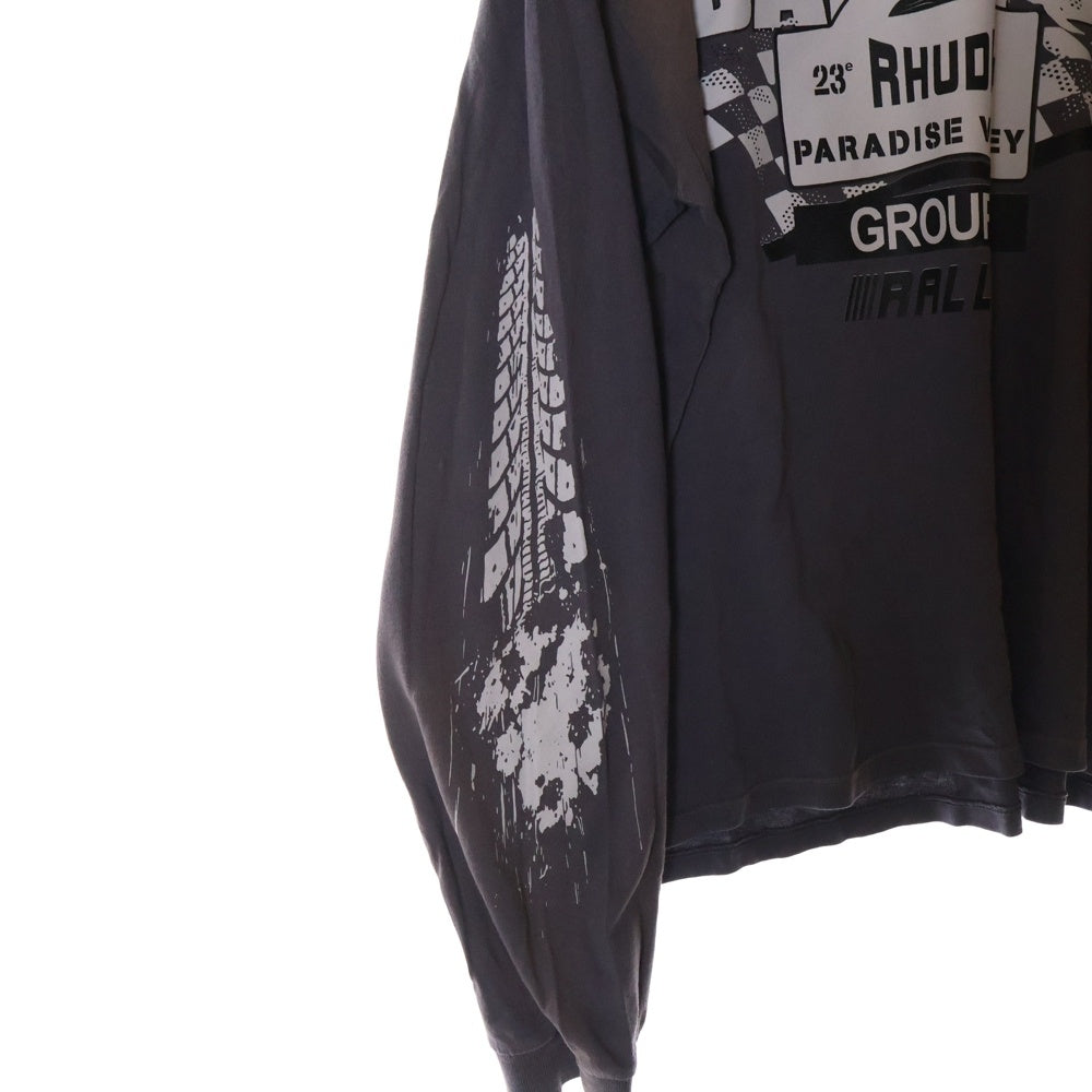 RHUDE(ルード) Dakar91 Longsleeve Tee ダカール 袖プリント ブラウン 長袖カットソー