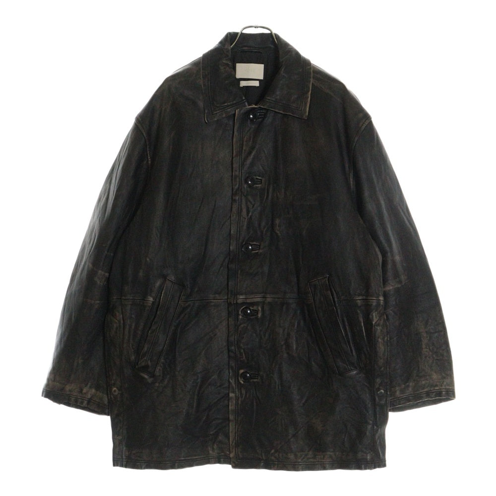 YOKE(ヨーク) 23AW CUT-OFF LEATHER CAR COAT YK23FW0542C カットオフ レザーカーコート ブラック