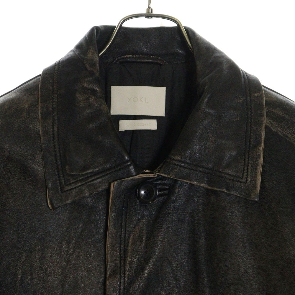 YOKE(ヨーク) 23AW CUT-OFF LEATHER CAR COAT YK23FW0542C カットオフ レザーカーコート ブラック