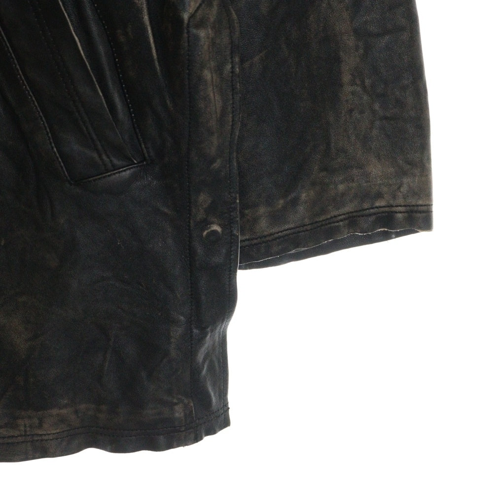YOKE(ヨーク) 23AW CUT-OFF LEATHER CAR COAT YK23FW0542C カットオフ レザーカーコート ブラック