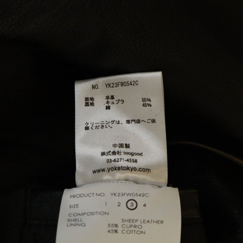 YOKE(ヨーク) 23AW CUT-OFF LEATHER CAR COAT YK23FW0542C カットオフ レザーカーコート ブラック