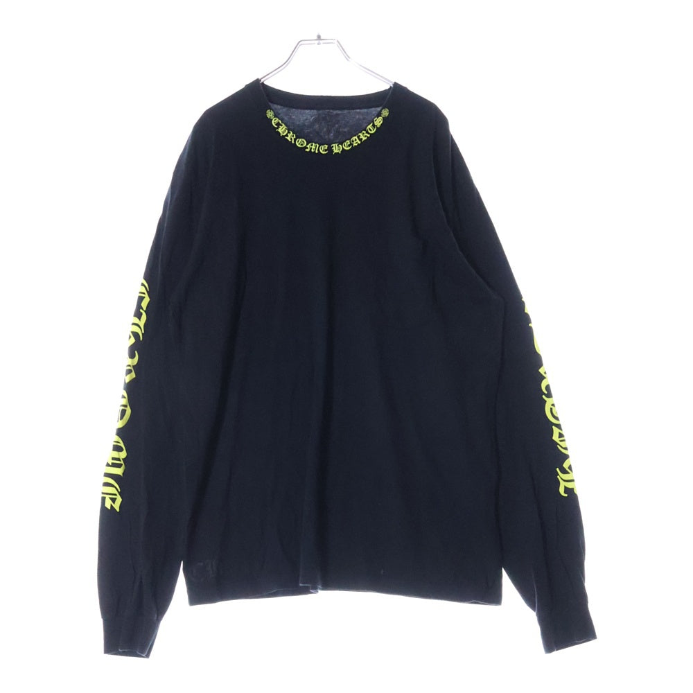 CHROME HEARTS(クロムハーツ) CH L/S /1 ネックロゴプリント長袖Tシャツ カットソー ブラック