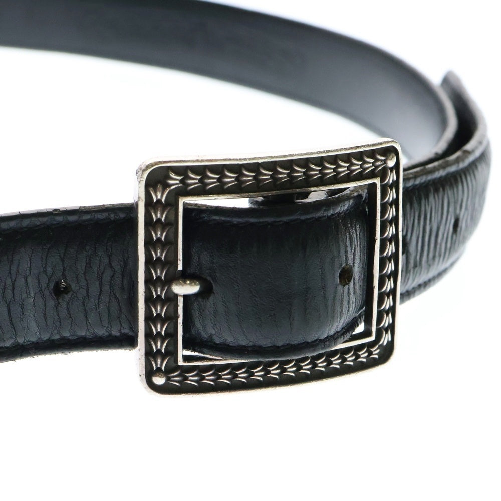 CHROME HEARTS(クロムハーツ) PSYCHOTIC TAIL BELT スクエアバックル レザーベルト ブラック/シルバー