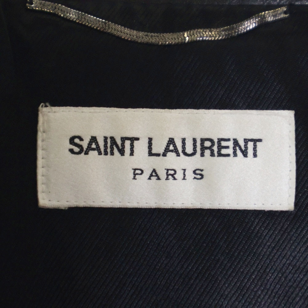 SAINT LAURENT PARIS(サンローランパリ) ワッペン付き ダメージ加工 ダブルライダースレザージャケット 483224 YC1EP ブラック