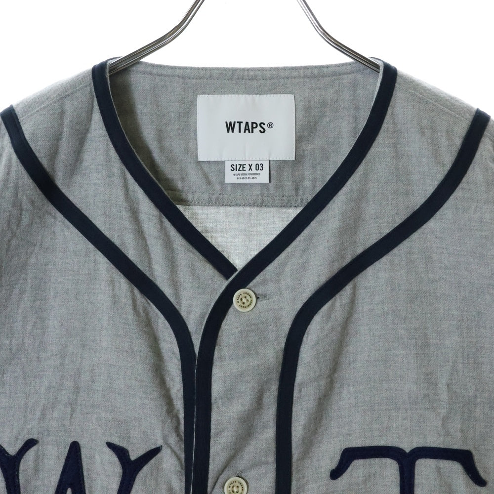 WTAPS(ダブルタップス) 25SS LEAGUE SS COTTON TWILL ベースボール半袖シャツ グレー 251TQDT_SHM09