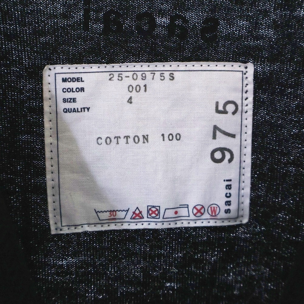 Sacai(サカイ) レタープリント 半袖クルーネックTシャツ ブラック 25-0975S