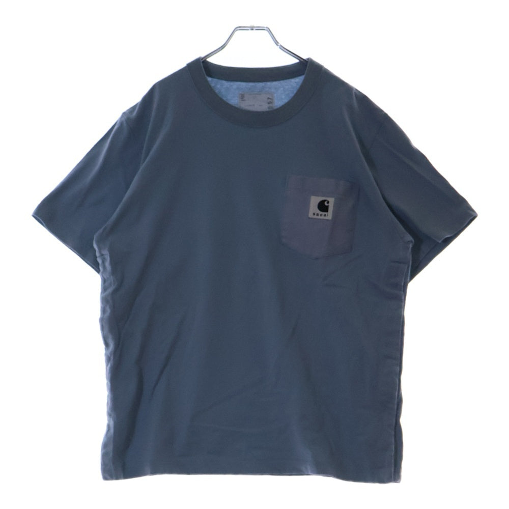 Sacai(サカイ) 23AW ×Carhartt WIP T-shirt 23-0557S ×カーハート ロゴ ポケット 半袖 Tシャツ ライトブルー