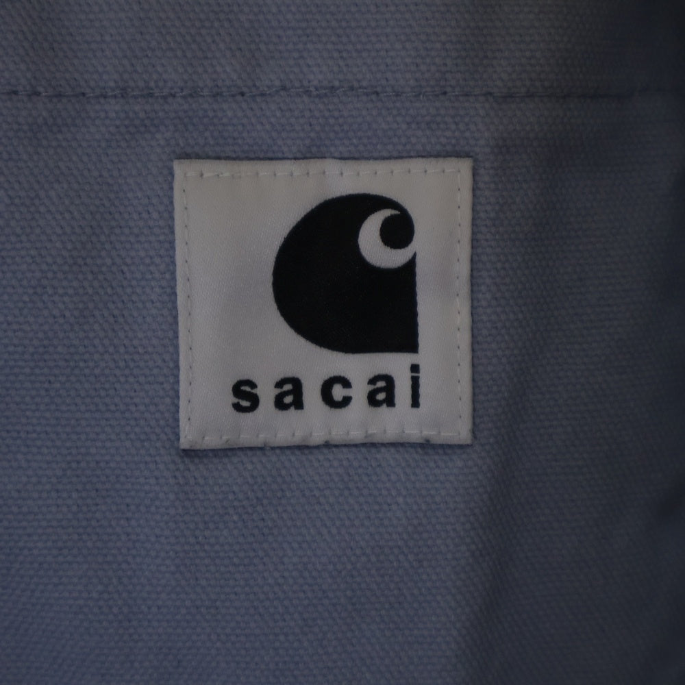 Sacai(サカイ) 23AW ×Carhartt WIP T-shirt 23-0557S ×カーハート ロゴ ポケット 半袖 Tシャツ ライトブルー