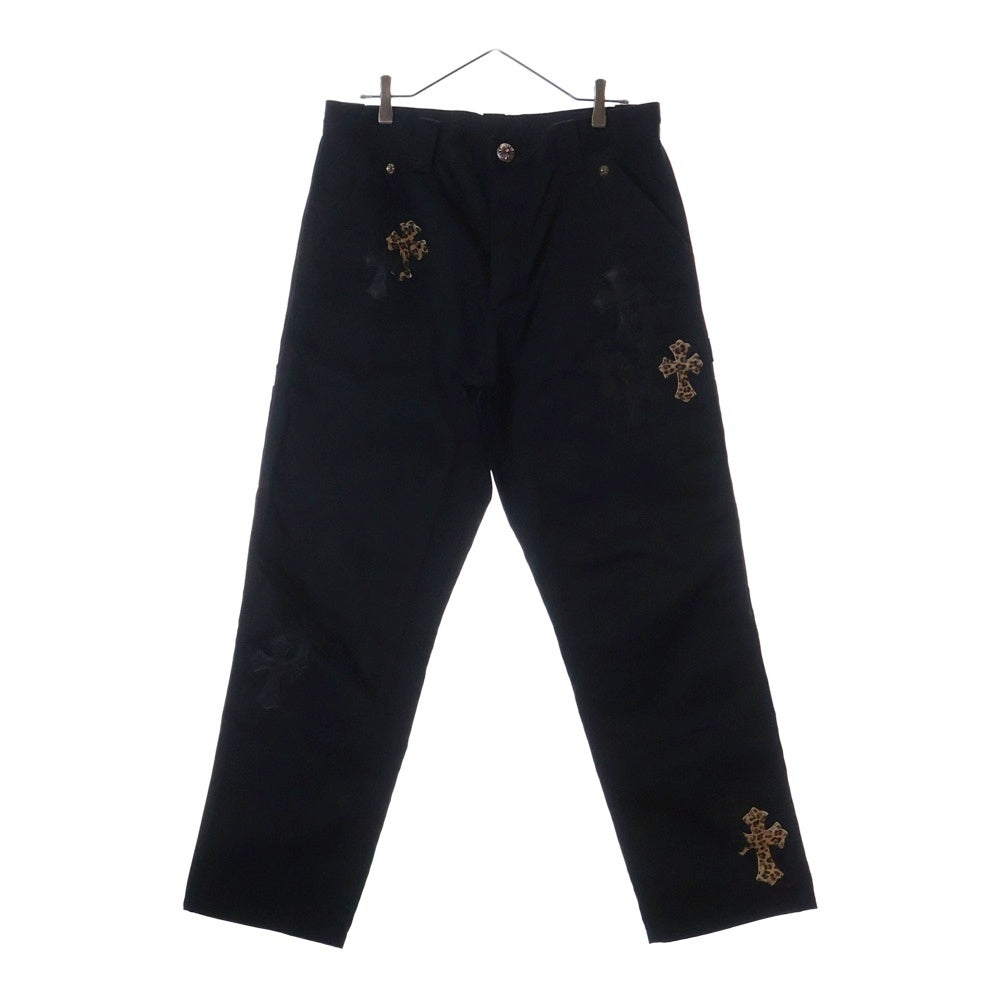 CHROME HEARTS(クロムハーツ) CARPENTER DOUBLE KNEE クロスパッチ付きカーペンターロングパンツ ブラック/ベージュ