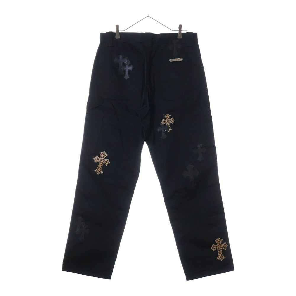 CHROME HEARTS(クロムハーツ) CARPENTER DOUBLE KNEE クロスパッチ付きカーペンターロングパンツ ブラック/ベージュ