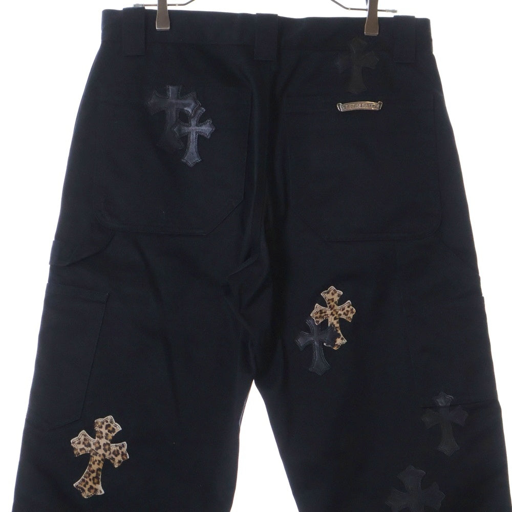 CHROME HEARTS(クロムハーツ) CARPENTER DOUBLE KNEE クロスパッチ付きカーペンターロングパンツ ブラック/ベージュ
