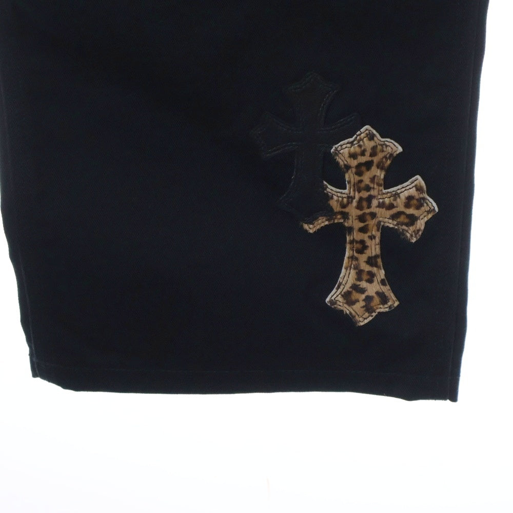 CHROME HEARTS(クロムハーツ) CARPENTER DOUBLE KNEE クロスパッチ付きカーペンターロングパンツ ブラック/ベージュ
