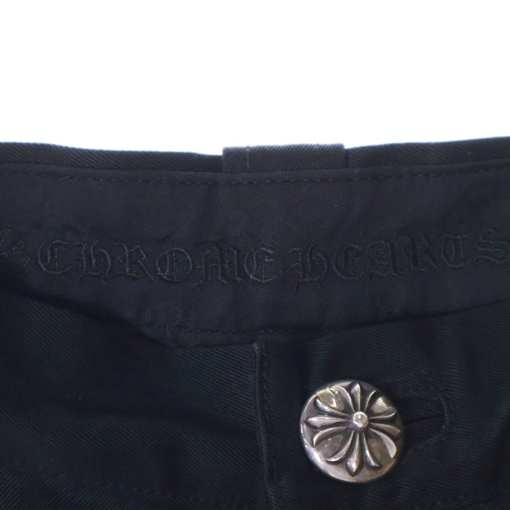 CHROME HEARTS(クロムハーツ) CARPENTER DOUBLE KNEE クロスパッチ付きカーペンターロングパンツ ブラック/ベージュ