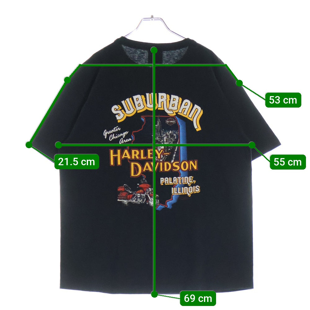 HARLEY DAVIDSON(ハーレーダビッドソン) 90s Harley Davidson Polo Rainbow Logo Tee ハーレーダビッドソン ポロレインボーロゴTシャツ ブラック ヘンリーネック