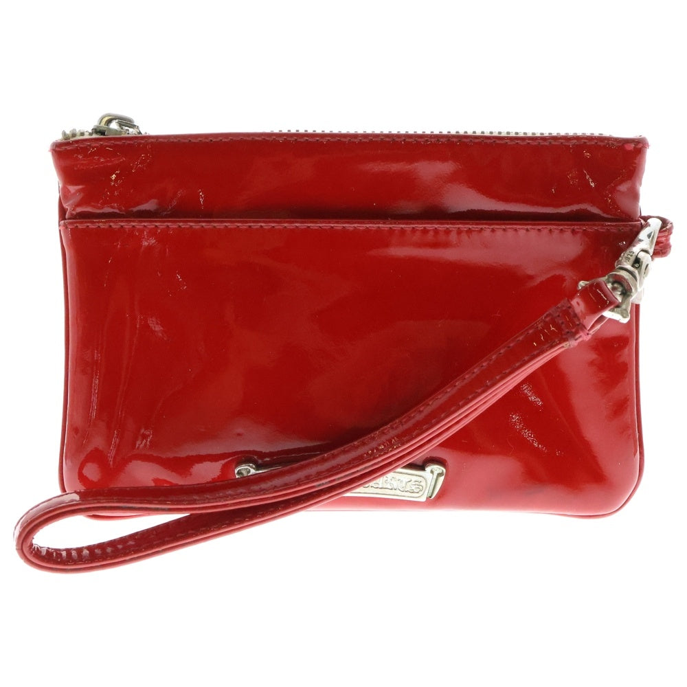 CHROME HEARTS(クロムハーツ) Patent Leather Pouch チェンジパース パテントレザーポーチ エナメル クロスパッチ ダガージップ レッド
