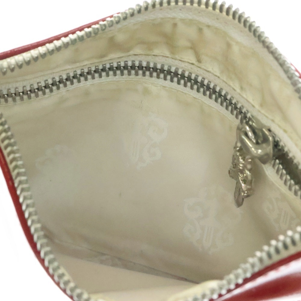 CHROME HEARTS(クロムハーツ) Patent Leather Pouch チェンジパース パテントレザーポーチ エナメル クロスパッチ ダガージップ レッド