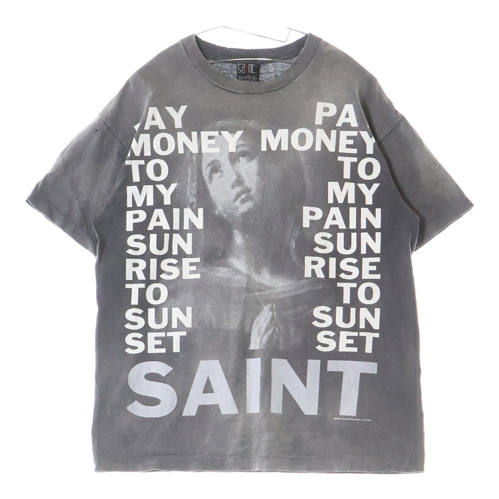 SAINT MICHAEL(セントマイケル) 24SS SM-YS8-0000-C49 ヴィンテージ加工STAY REALプリント半袖Tシャツ