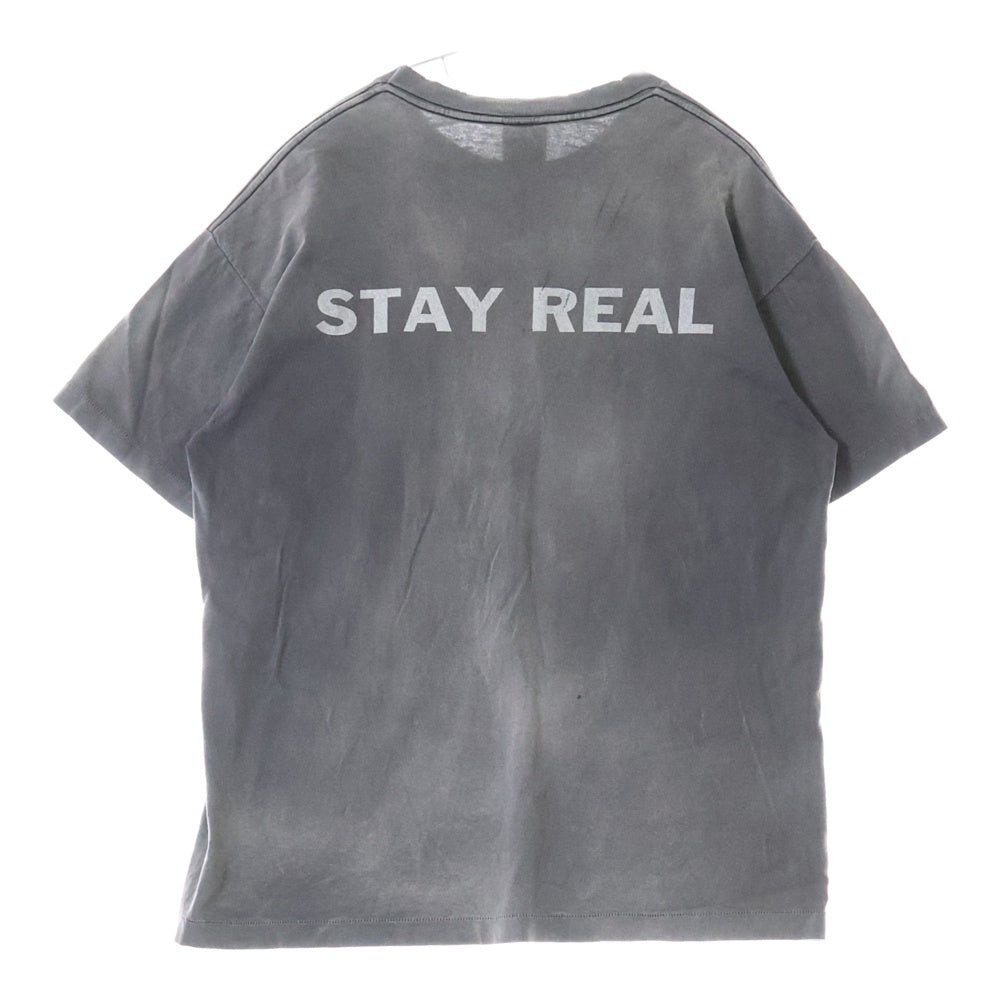SAINT MICHAEL(セントマイケル) 24SS SM-YS8-0000-C49 ヴィンテージ加工STAY REALプリント半袖Tシャツ