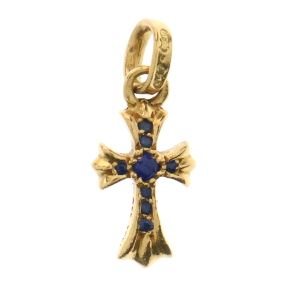 CHROME HEARTS(クロムハーツ) 22K CRS BBYFAT P/SAP ベイビーファットクロス PAVEサファイア ペンダントトップ ゴールド BCA036