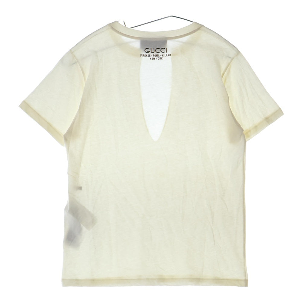 GUCCI(グッチ) Vネックカッティング半袖カットソー 758433 XJFZ0 アイボリー