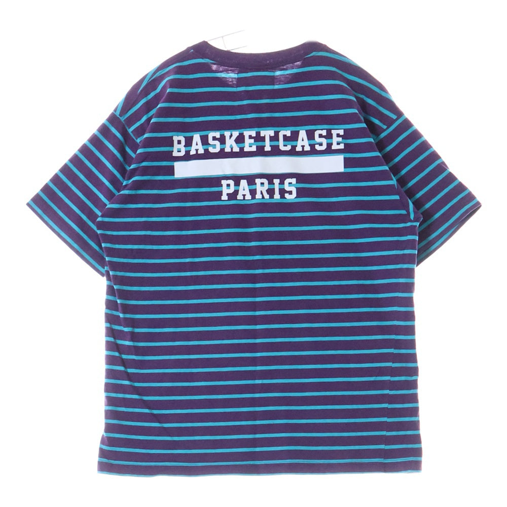 BASKETCASE GALLERY(バスケットケース ギャラリー) STAR TEE ボーダー プリント 胸ポケット半袖Tシャツ パープル
