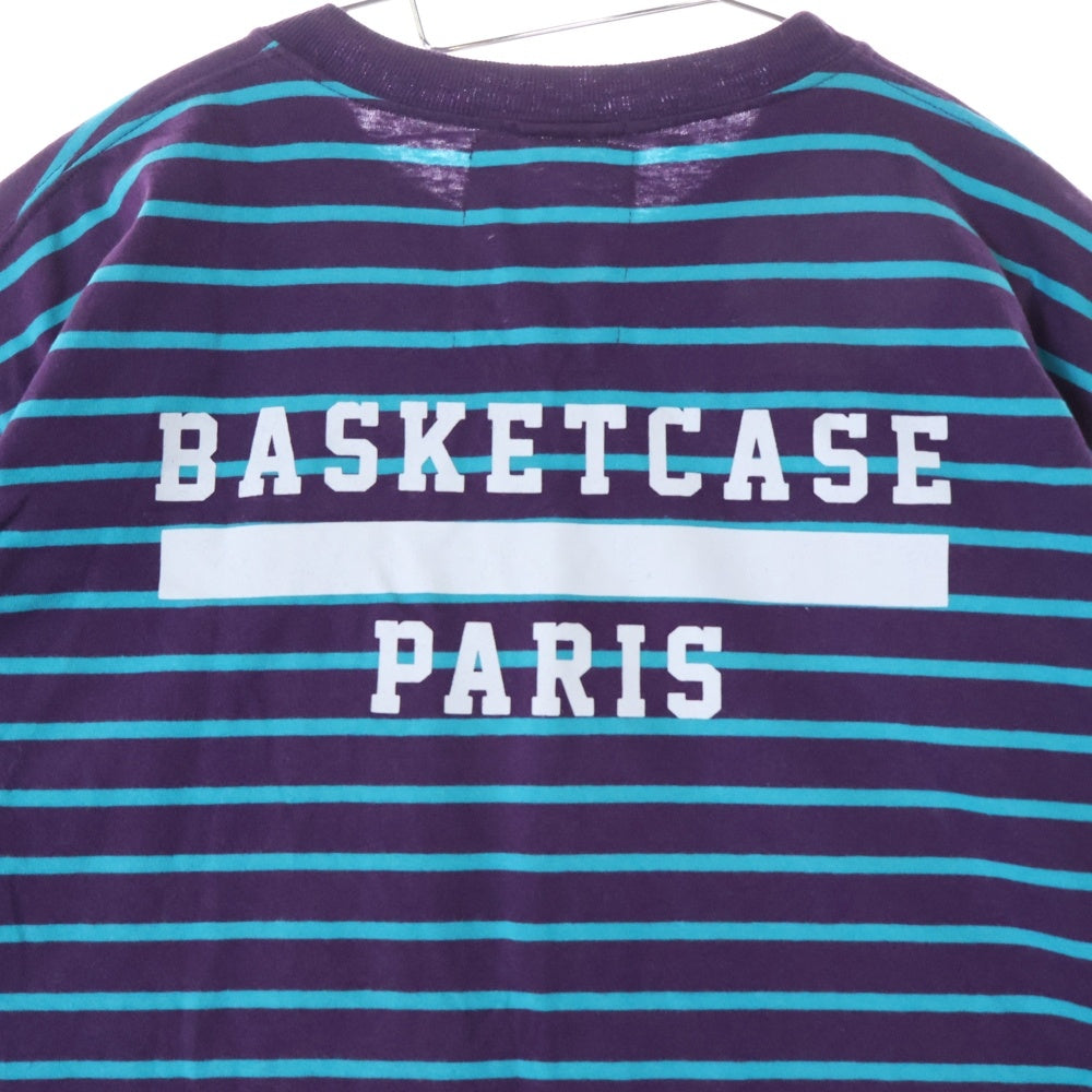 BASKETCASE GALLERY(バスケットケース ギャラリー) STAR TEE ボーダー プリント 胸ポケット半袖Tシャツ パープル