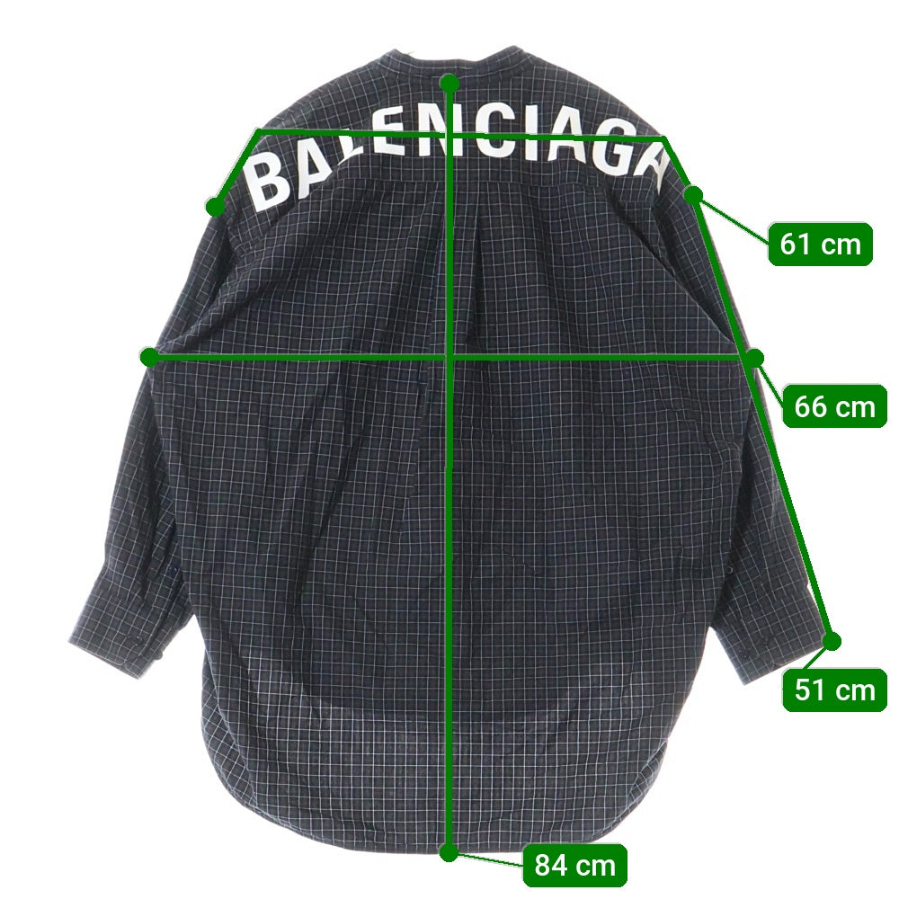 BALENCIAGA(バレンシアガ) バックロゴオーバーサイズチェック長袖シャツ ダークブラウン 520497 TCM02