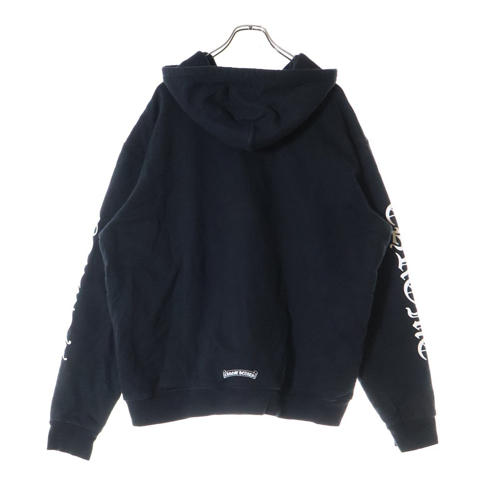 CHROME HEARTS(クロムハーツ) SWTSHRT HD ZIP 裏地サーマルバック英字プリントダガージップパーカー ブラック×シルバー