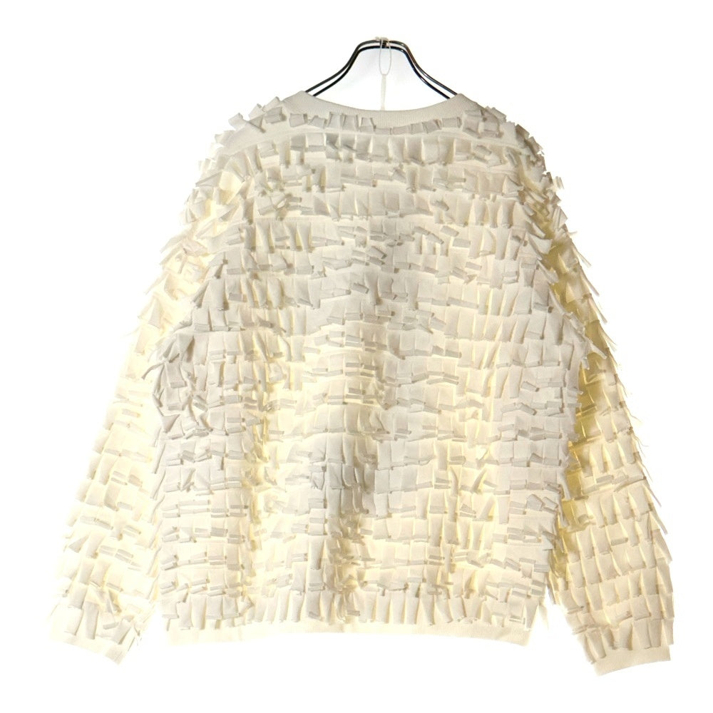 CELINE(セリーヌ) 22AW オーバーサイズ Cロゴアップリケ フリンジ コットンブレンド 長袖スウェット トレーナー 2Y912670Q ホワイト