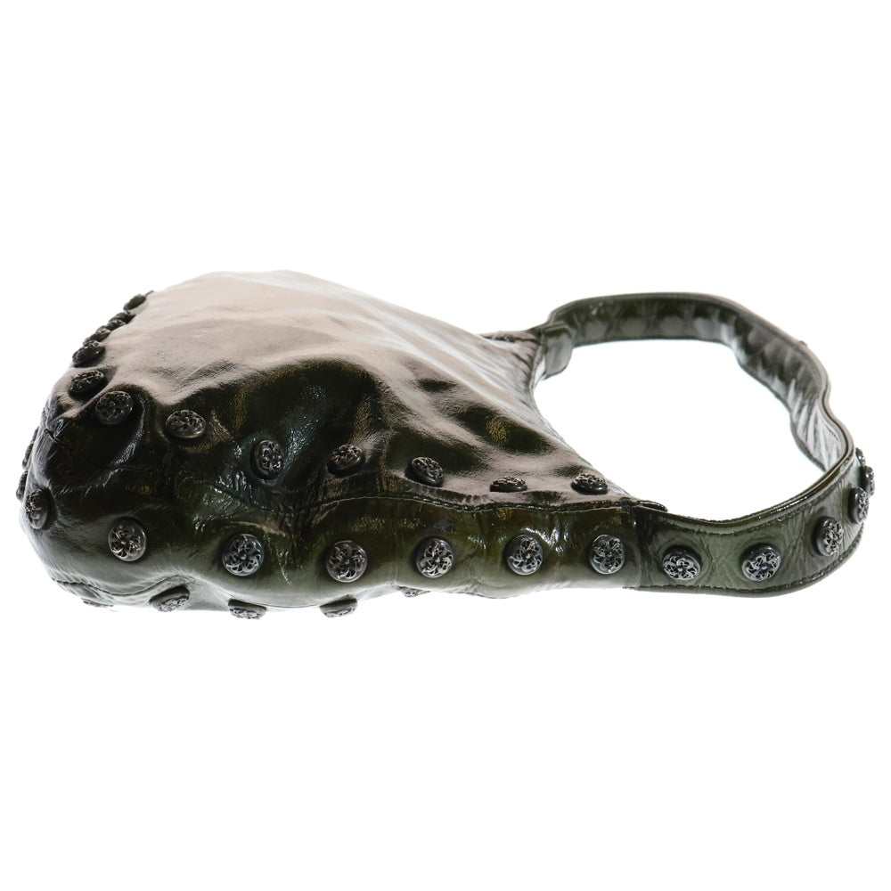 CHROME HEARTS(クロムハーツ) パテントレザー フローラルクロスボール ダガージップ ショルダーバッグ カーキ