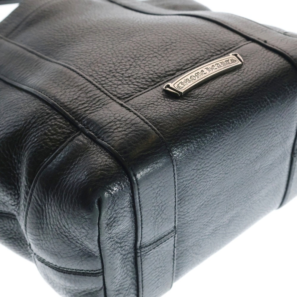 CHROME HEARTS(クロムハーツ) TOTE MINI トートミニ レザートートバッグ スクロールロゴプレート ブラック