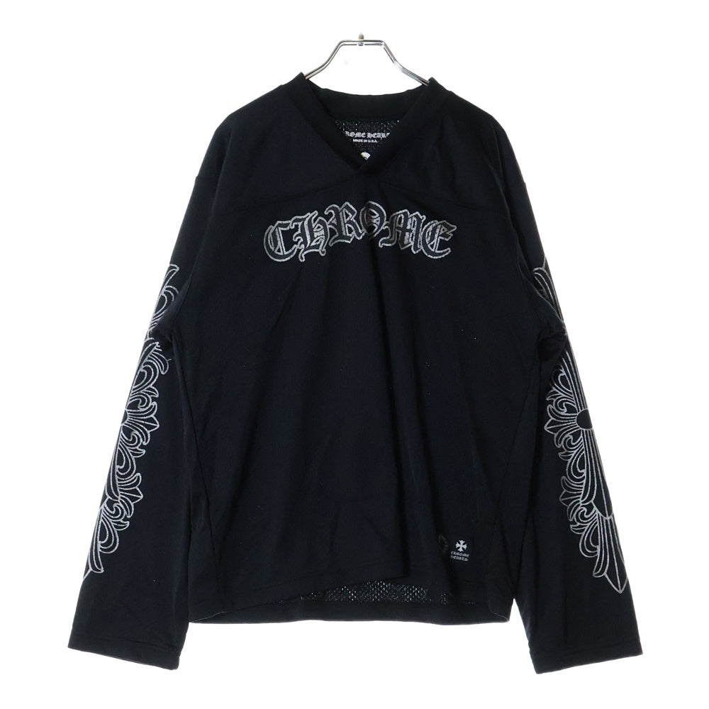 CHROME HEARTS(クロムハーツ) MESH WARM UP JERSEY メッシュ バーシティー ジャージー CHプリントメッシュ 長袖Tシャツカットソー ブラック