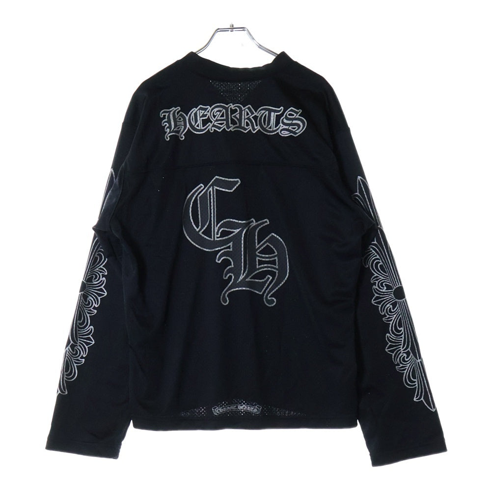 CHROME HEARTS(クロムハーツ) MESH WARM UP JERSEY メッシュ バーシティー ジャージー CHプリントメッシュ 長袖Tシャツカットソー ブラック
