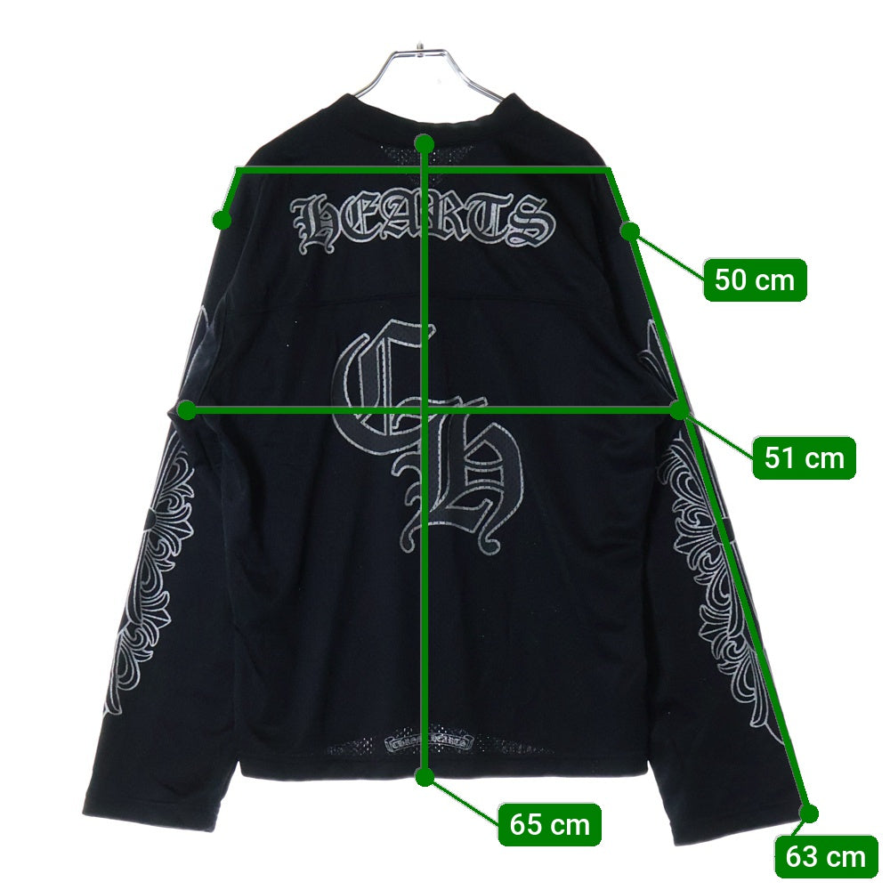CHROME HEARTS(クロムハーツ) MESH WARM UP JERSEY メッシュ バーシティー ジャージー CHプリントメッシュ 長袖Tシャツカットソー ブラック
