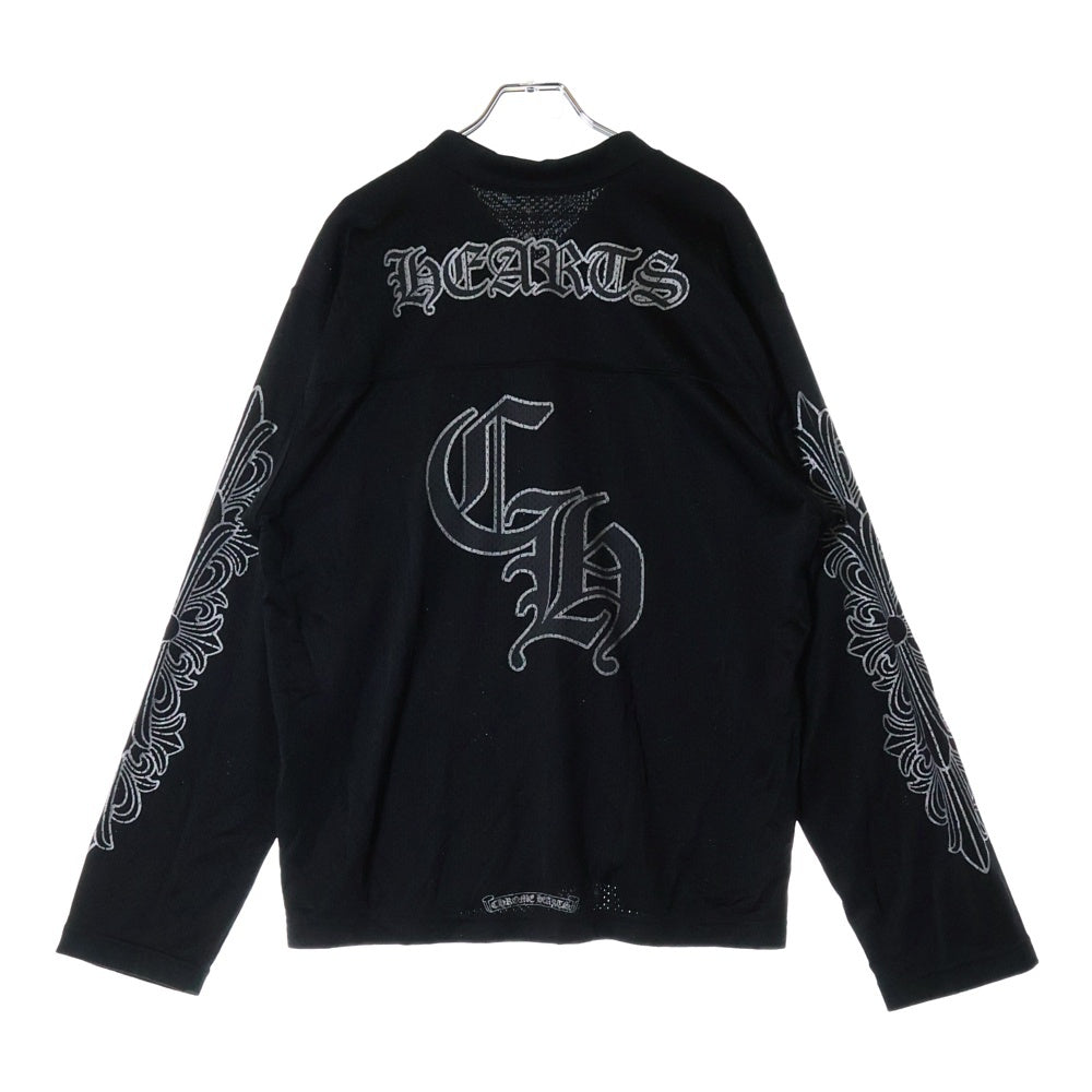 CHROME HEARTS(クロムハーツ) MESH WARM UP JERSEY メッシュ バーシティー ジャージー CHプリントメッシュ 長袖Tシャツカットソー ブラック