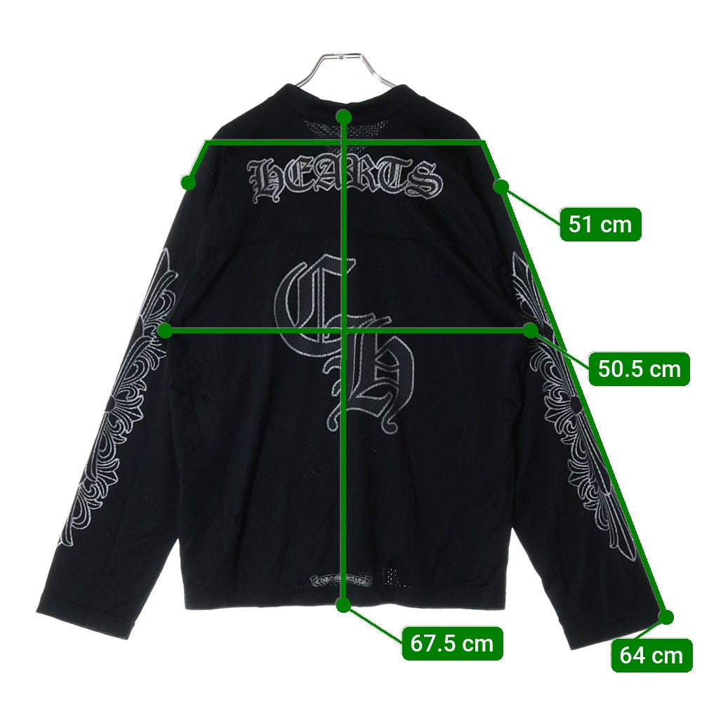 CHROME HEARTS(クロムハーツ) MESH WARM UP JERSEY メッシュ バーシティー ジャージー CHプリントメッシュ 長袖Tシャツカットソー ブラック