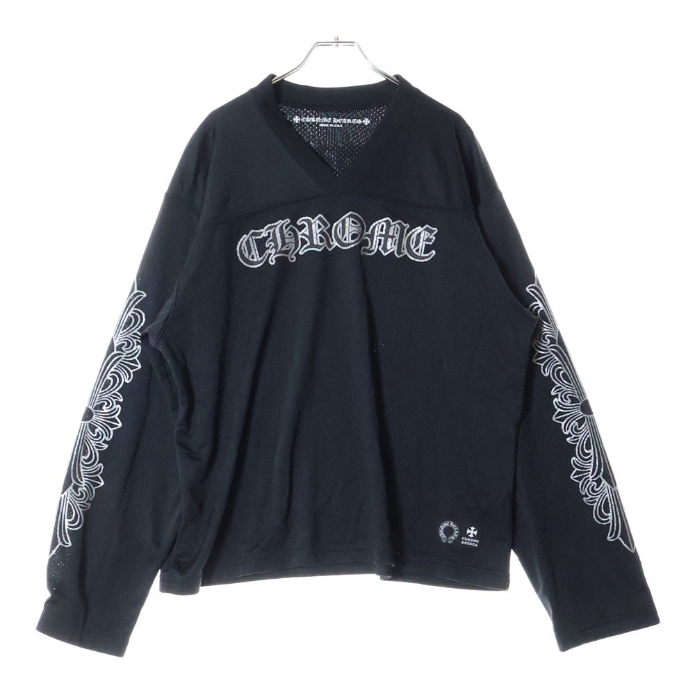 CHROME HEARTS(クロムハーツ) MESH WARM UP JERSEY メッシュ バーシティー ジャージー CHプリントメッシュ 長袖Tシャツカットソー ブラック