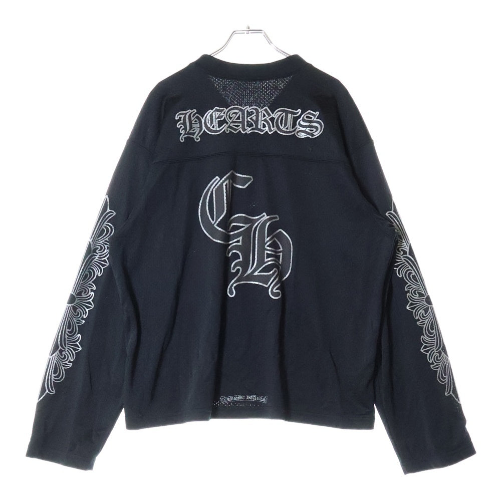 CHROME HEARTS(クロムハーツ) MESH WARM UP JERSEY メッシュ バーシティー ジャージー CHプリントメッシュ 長袖Tシャツカットソー ブラック