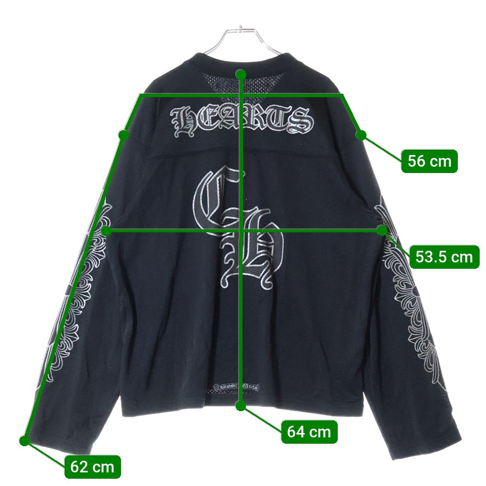 CHROME HEARTS(クロムハーツ) MESH WARM UP JERSEY メッシュ バーシティー ジャージー CHプリントメッシュ 長袖Tシャツカットソー ブラック