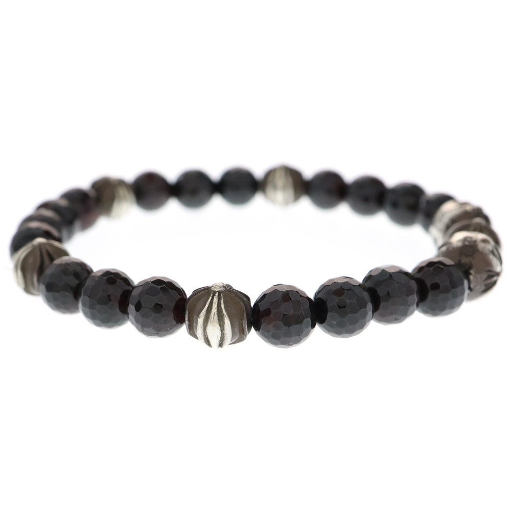 CHROME HEARTS(クロムハーツ) 8mm BEAD ブラウンビーズブレスレット ブラウン/シルバー