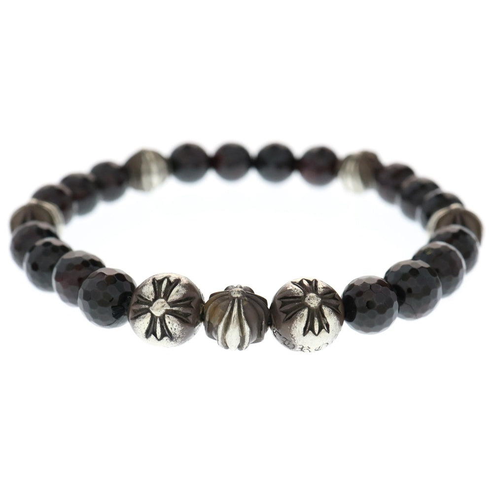 CHROME HEARTS(クロムハーツ) 8mm BEAD ブラウンビーズブレスレット ブラウン/シルバー