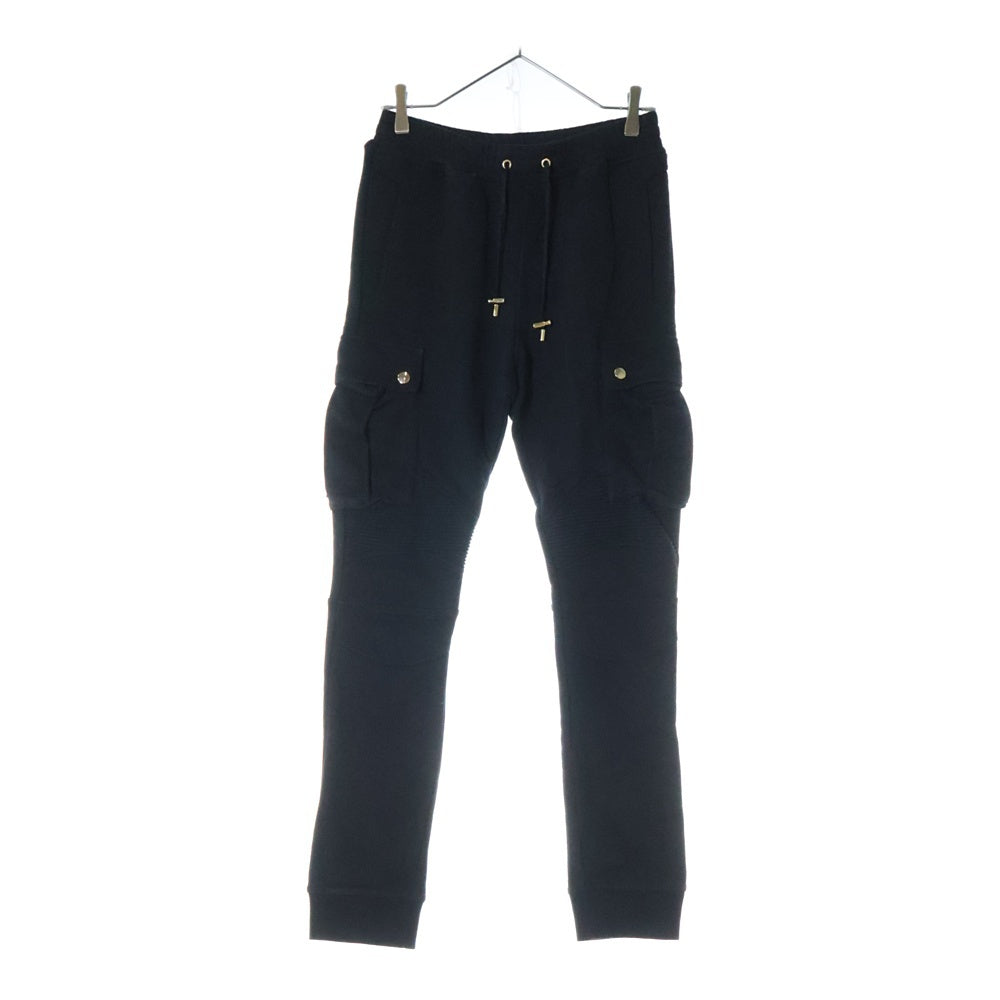 BALMAIN(バルマン) ドローコード スウェットジョガーパンツ ブラック ポケット カーゴ ブラック