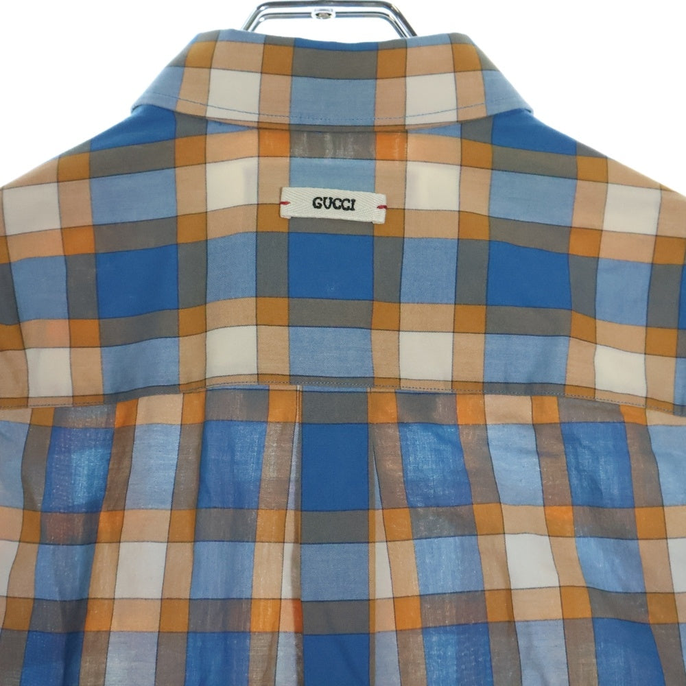 GUCCI(グッチ) Freyja Hartas Animal Embroidery Check Shirt 654884 ZAG0Q アニマル刺繍エンブロイダリー長袖シャツ マルチカラー